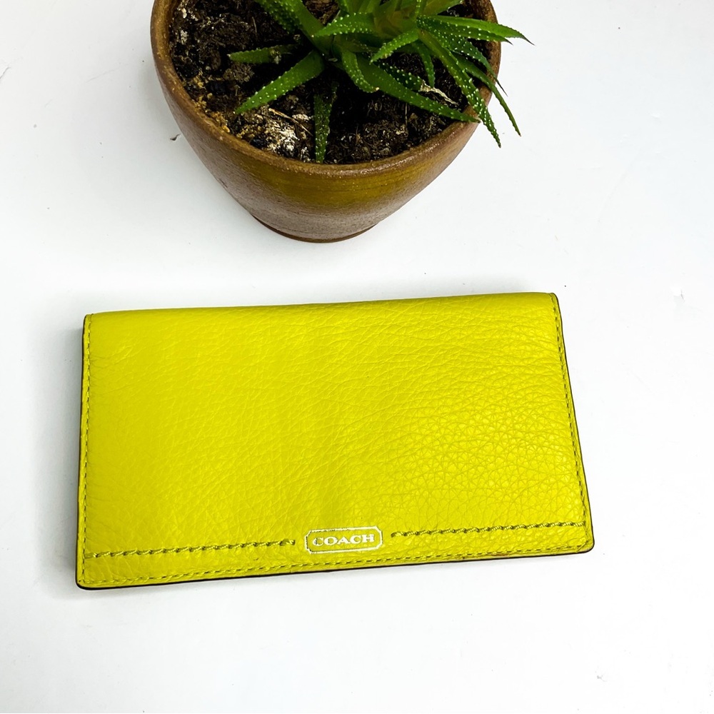 Coach Lime Green Yellow Leather Wallet